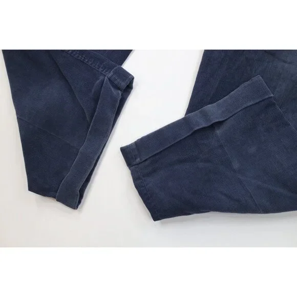Vintage 70s Lands End Mens 40x32 Faded Wide Leg Corduroy Chino Pants Blue USA